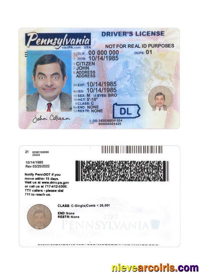 USA Pennsylvania driving license 2024-present